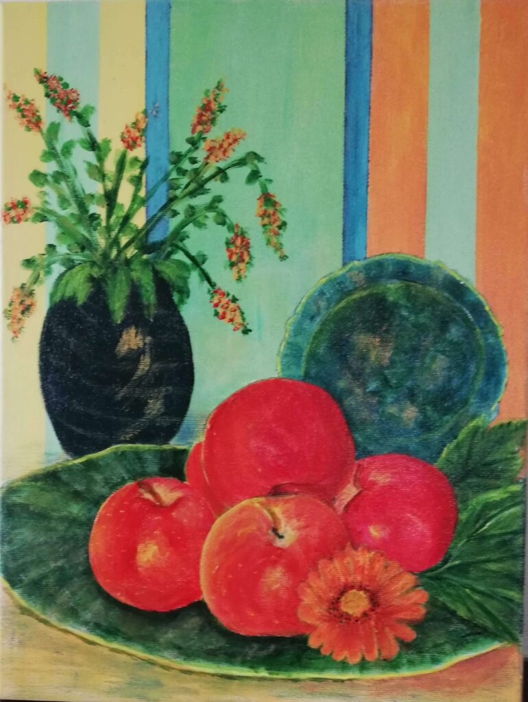Maleri - fad med æbler